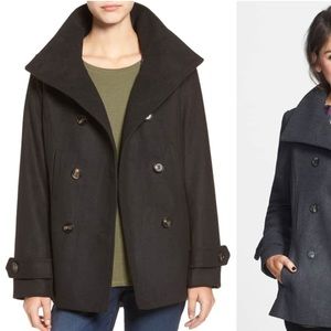 Nordstrom Thread & Supply Black Pea Coat— Small